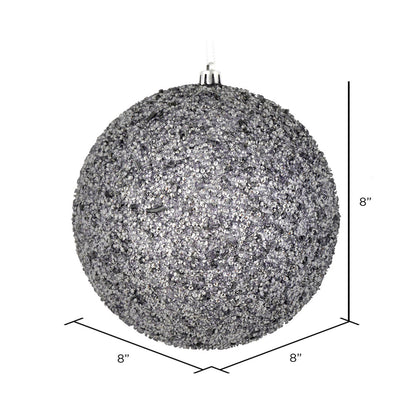 Vickerman 8" Silver Beaded Ball Ornament 2 per Bag