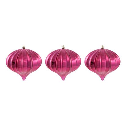 Vickerman 5.7" Berry Red Shiny Onion Christmas Ornament UV treated Set of 3