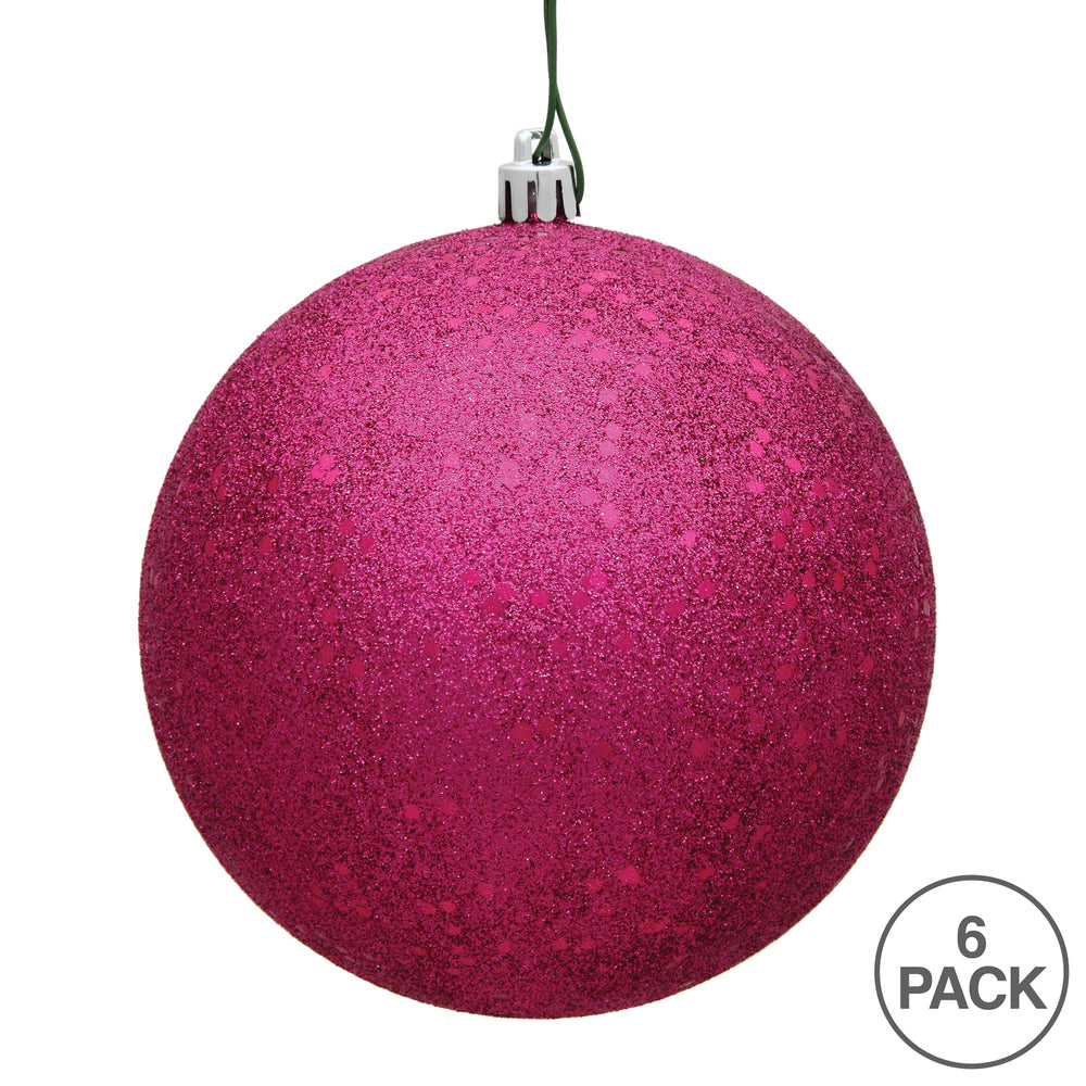 Vickerman 4" Fuchsia Sequin Ball Ornament 6 per Bag