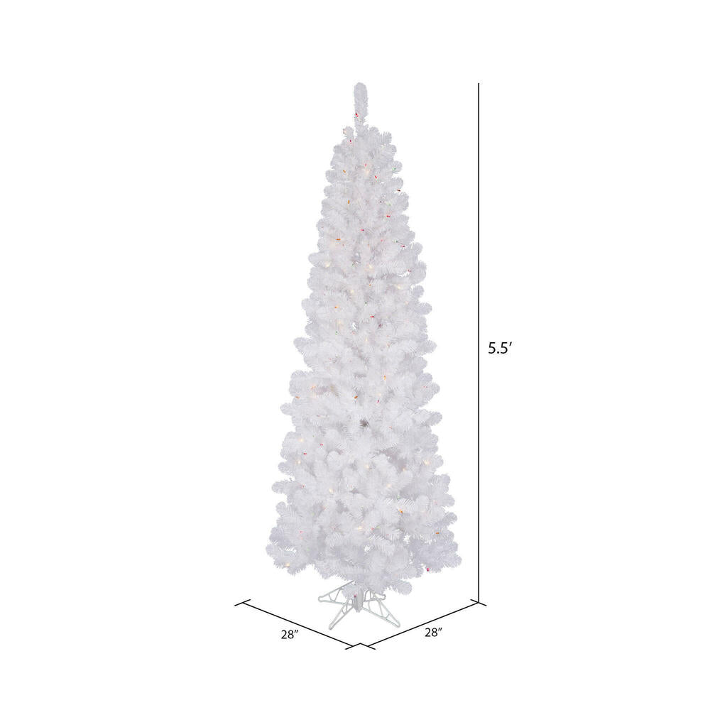 Vickerman 5.5' White Salem Pencil Pine Artificial Christmas Tree Multi-Colored Dura-lit LED Lights