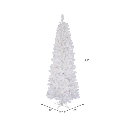 Vickerman 5.5' White Salem Pencil Pine Artificial Christmas Tree Multi-Colored Dura-lit LED Lights