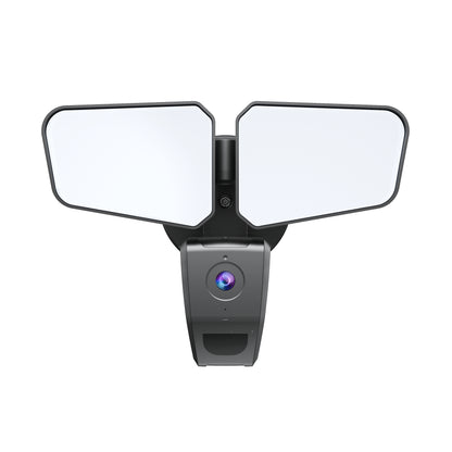 ASD Lighting LED Security Floodlight 2 square heads 20W 120V 2700/3000/3500/4000/5000K with Smart Camera and 180° Motion Sensor Black UL DLC Premium