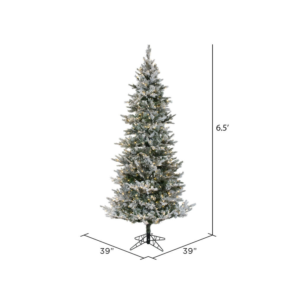 Vickerman 6.5' x 39" Flocked Kiana Artificial Christmas Tree Dura-Lit® LED Warm White Mini Lights