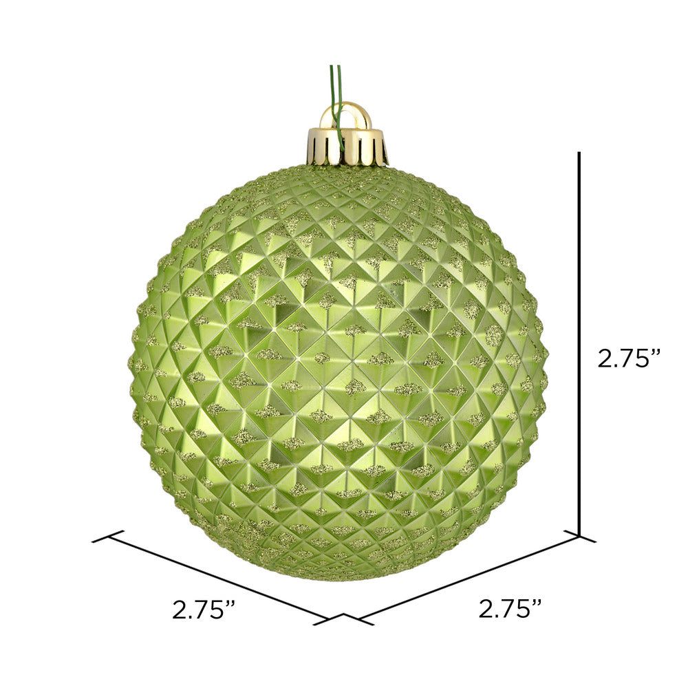 Vickerman 2.75" Celadon Durian Glitter Ball Ornament 12 per Bag