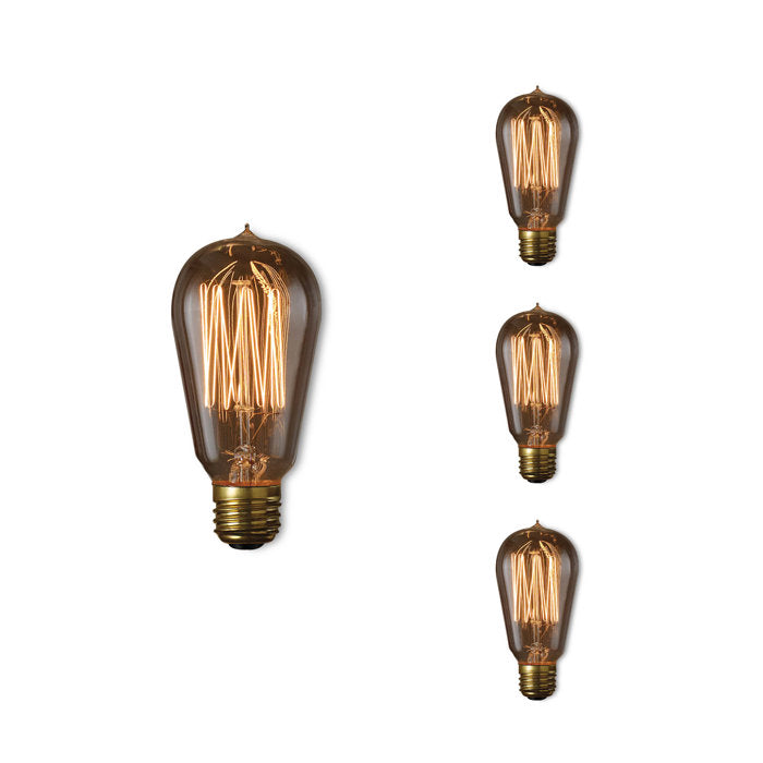 BULBRITE INCANDESCENT ST18 MEDIUM SCREW (E26) 60W DIMMABLE NOSTALGIC LIGHT BULB 2200K/AMBER 4PK (136019)