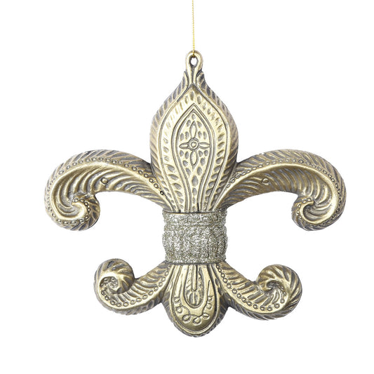 Vickerman 7.3" Gold Antique Fleur-de-lis Christmas Ornament Pack of 2
