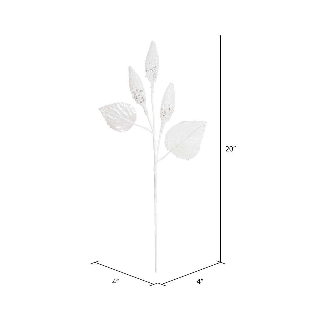 Vickerman 20" White Magnolia Bulb Artificial Christmas Spray Artificial Christmas Spray. Includes 3 sprays per pack.
