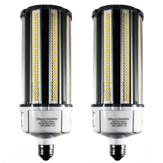 Damar- LED Corn Cob Post Top Bright Light Bulb Type B Ballast Bypass 45W /54W/63W E26 Medium Base 30K/40K/50K Color Selectable 6750/8100/9450 Lumens 120-277VAC Pack of 2- for Warehouse Garage Home