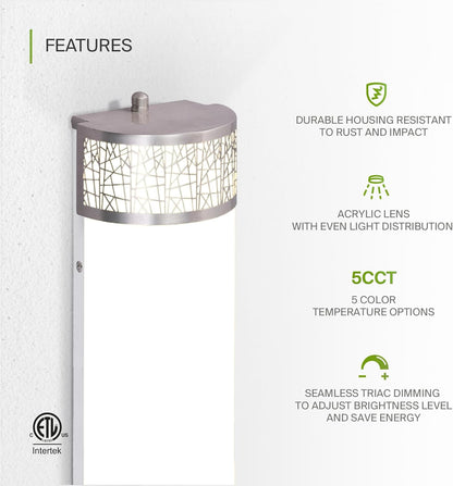 ASD Lighting LED Vanity Linear Loft 18" 20W 120V CCT Selectable 2700/3000/3500/4000/5000K Dimmable Brushed Nickel ETL