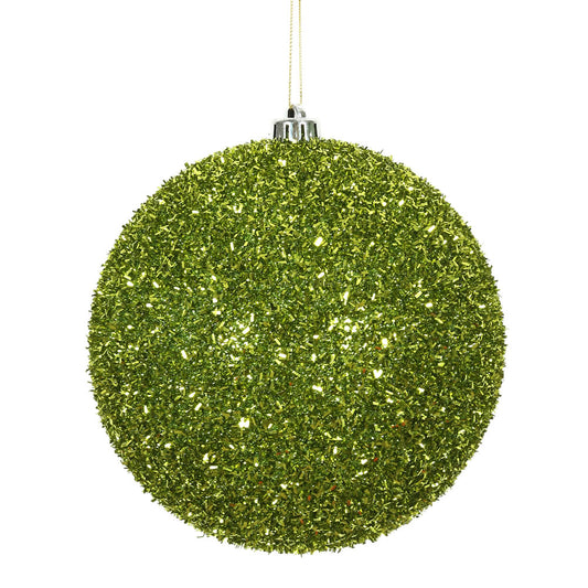 Vickerman 6" Lime Tinsel Ball Ornament 2 per Bag