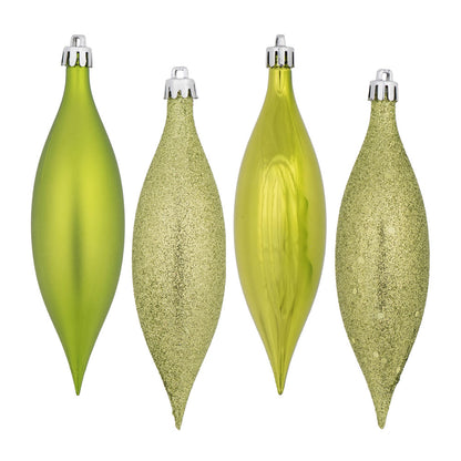 Vickerman 5.5" Lime Finial Drop Christmas Ornament Assorted 4 Finish 8 per Pack