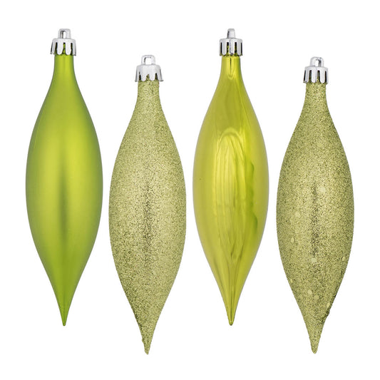 Vickerman 5.5" Lime Finial Drop Christmas Ornament Assorted 4 Finish 8 per Pack