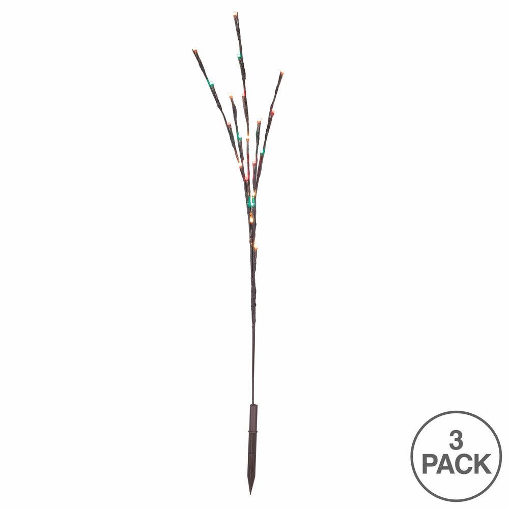 Vickerman 60 Red-Warm White-Green LED Twig Light Set on Brown Wire Pack of 3.