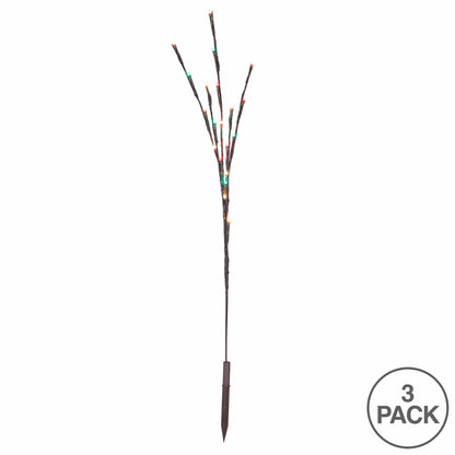 Vickerman 60 Red-Warm White-Green LED Twig Light Set on Brown Wire Pack of 3.