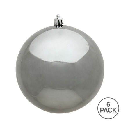 Vickerman 4" Pewter Shiny Ball Ornament 6 per Bag