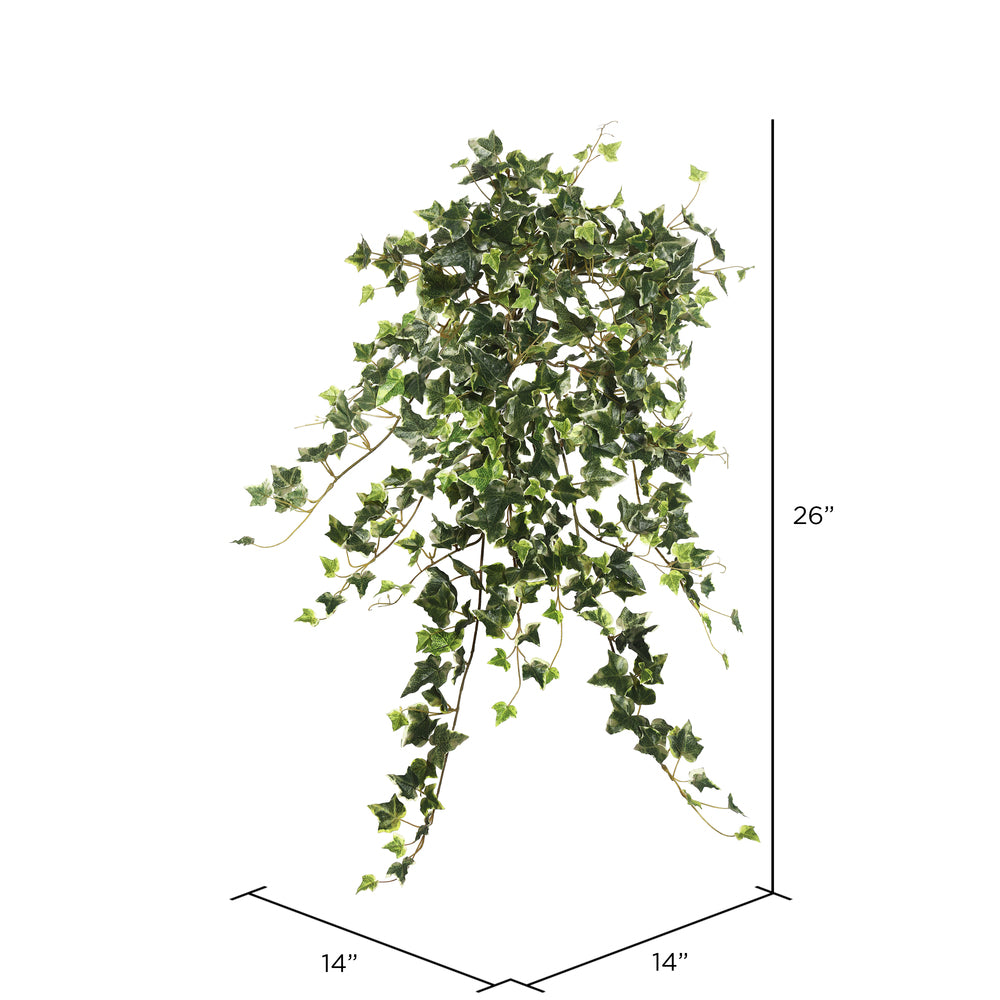 Vickerman 26" Artificial Variegated Mini Ivy Hanging Bush.