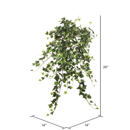 Vickerman 26" Artificial Variegated Mini Ivy Hanging Bush.