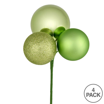 Vickerman 18" Celadon Ball Ornament Christmas Pick 4 per set