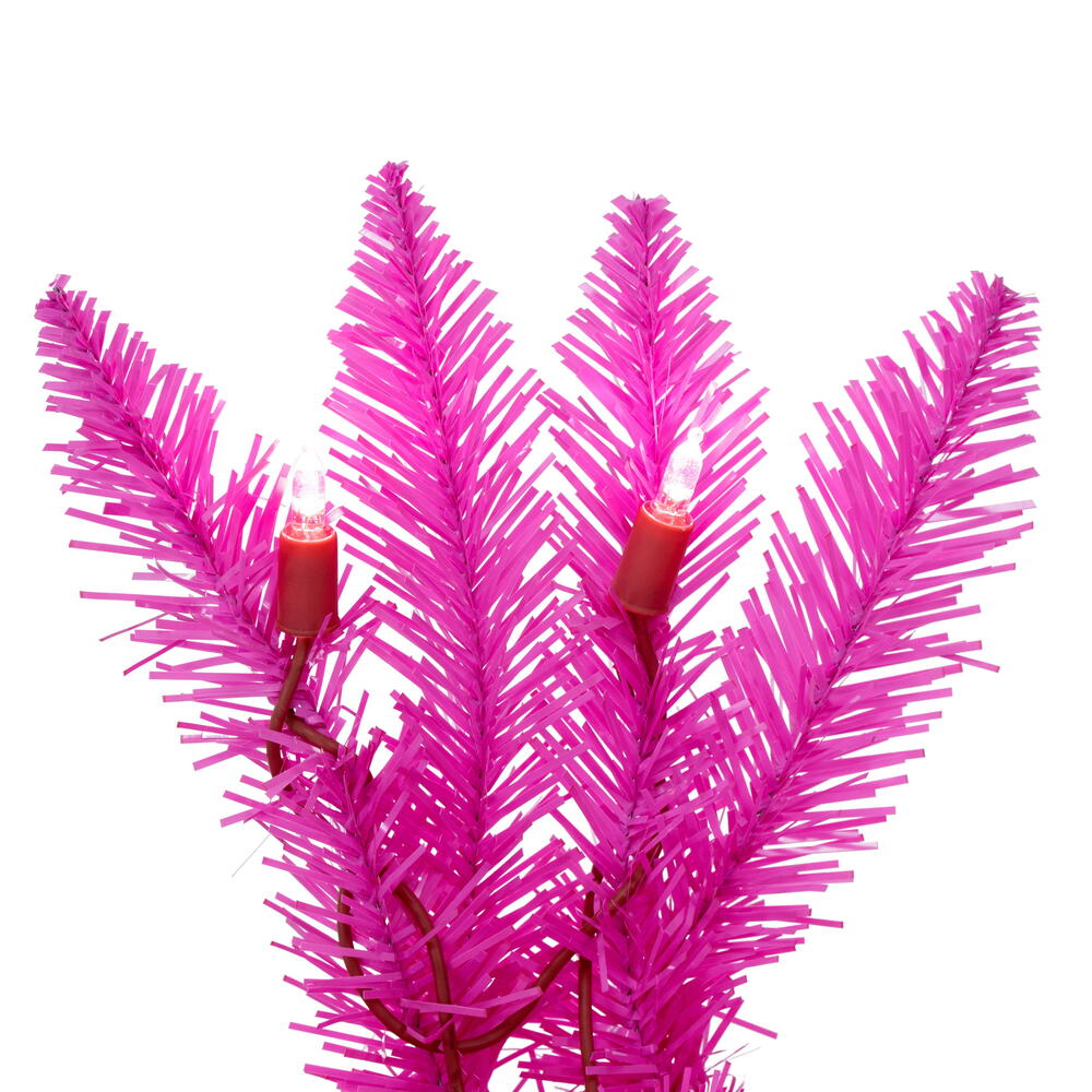 Vickerman 24" Hot Pink Artificial Pre-Lit Wreath with 50 Pink LED Mini Lights and 140 Realistic PVC Tips.