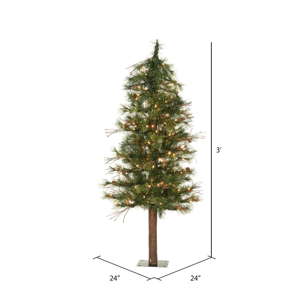 Vickerman 3' Mixed Country Alpine Artificial Christmas Tree Clear Dura-Lit® Mini Lights