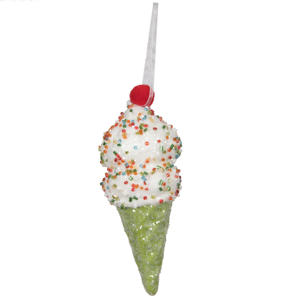 Vickerman 5.75" Lime Ice Cream Cone Ornament 3 per bag.