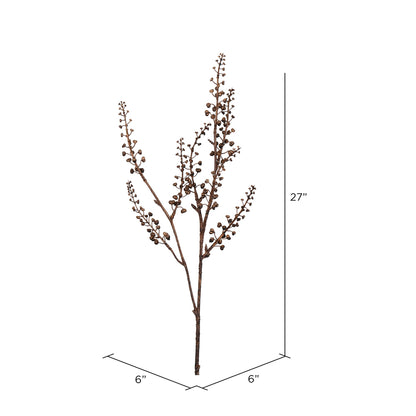 Vickerman 27" Artificial Brown Berry Spray. Includes 4 sprays per pack.