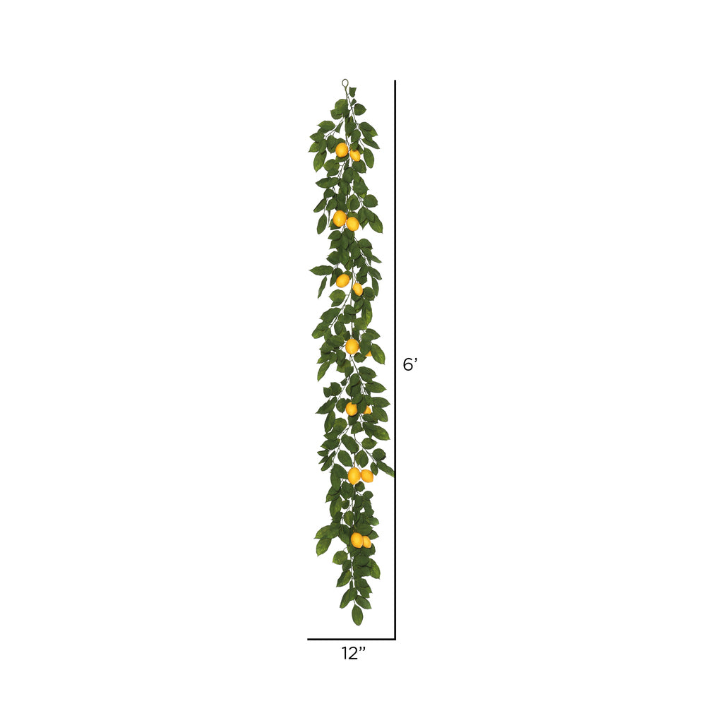 Vickerman 6' Artificial Green and Yellow Salal Leaf Lemon Garland.
