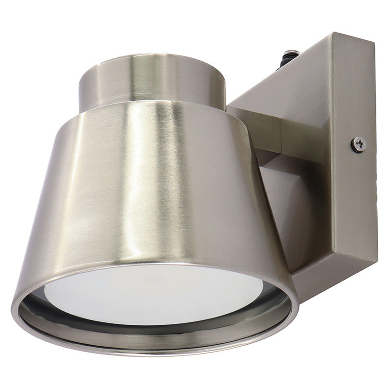 Westgate Mini Cone Outdoor Wall Light 10W 5Cct Dim. With Photocell, Brushed Nickel, Outdoor Lighting, 10W, 700 Lumens,  27K/30K/35K/40K/50K