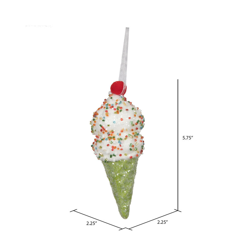 Vickerman 5.75" Lime Ice Cream Cone Ornament 3 per bag.