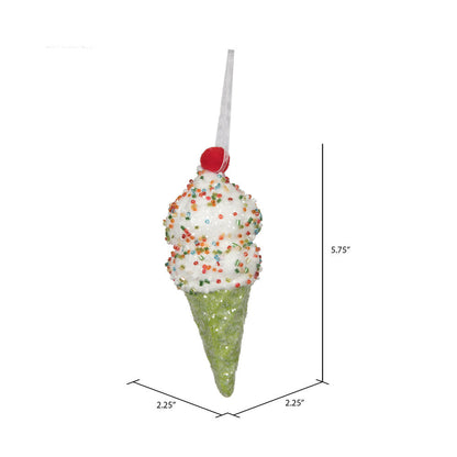 Vickerman 5.75" Lime Ice Cream Cone Ornament 3 per bag.