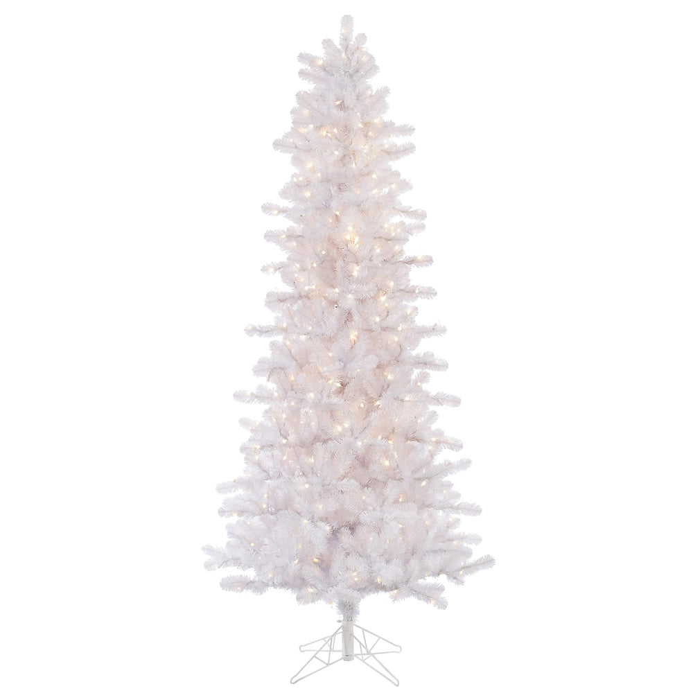 Vickerman 6.5' Crystal White Pine Slim Artificial Christmas Tree 450 Clear Dura-lit Incandescent Lights