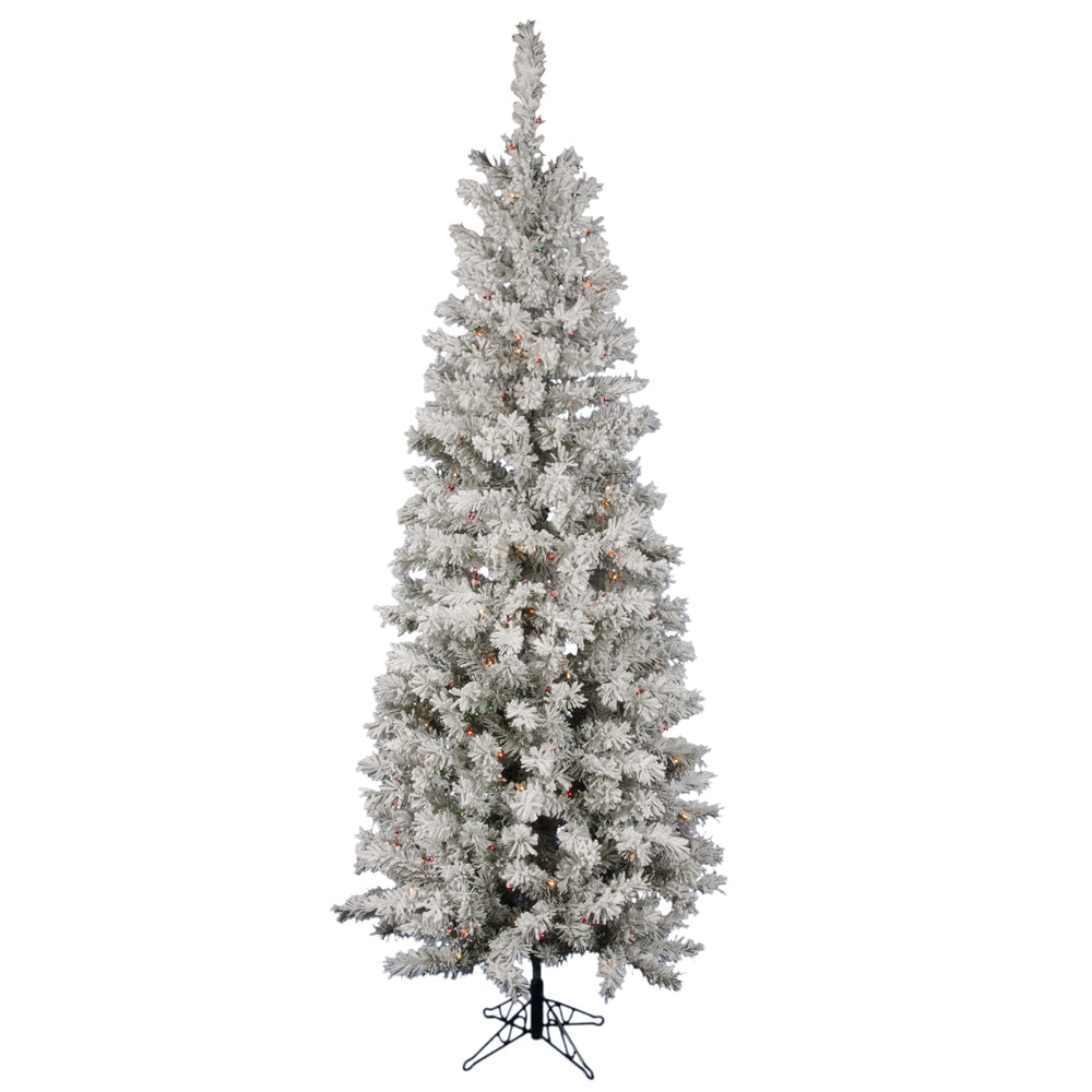 Vickerman 8.5' Flocked Pacific Artificial Christmas Tree Multi-Colored Lights