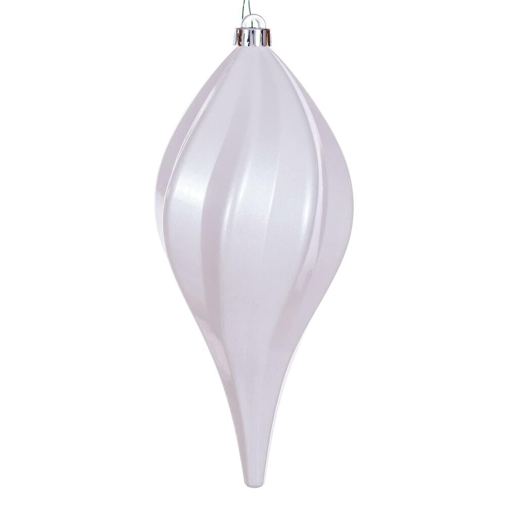 Vickerman 12" White UV Candy Swirl Drop Christmas Ornament