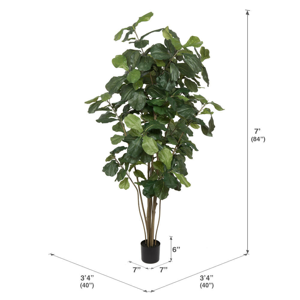 Vickerman 7' Artificial Green Potted Fiddle Tree.
