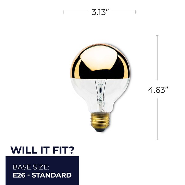 BULBRITE INCANDESCENT G25 MEDIUM SCREW (E26) 40W DIMMABLE LIGHT BULB 2700K/WARM WHITE HALF GOLD 6PK (712424)