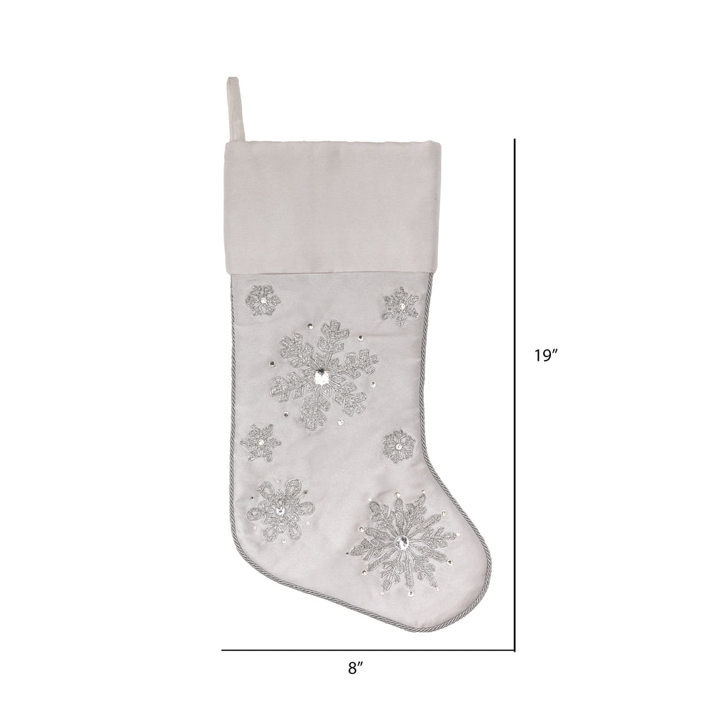 Vickerman 19" White Snowflake Christmas Stocking