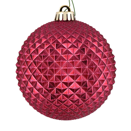 Vickerman 6" Berry Red Durian Glitter Ball Ornament 4 per Bag