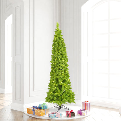 Vickerman 6.5' Flocked Lime Pencil Fir Artificial Christmas Tree Lime Dura-lit LED Lights