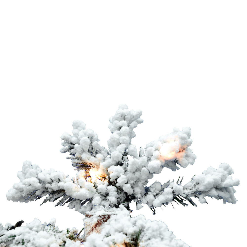 Vickerman 6' Flocked Spruce Artificial Christmas Tree with 300 Clear Lights