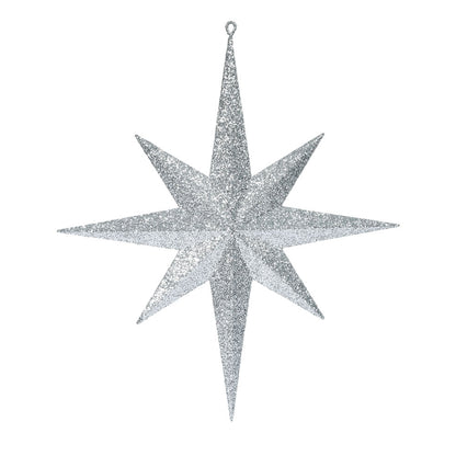 Vickerman 15.75" Silver Iridescent Glitter Bethlehem Star Christmas Ornament