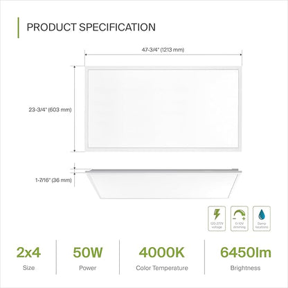 ASD Lighting LED Back-Lit Flat Panel 2x4 50W 4000K Dimmable UL DLC Premium