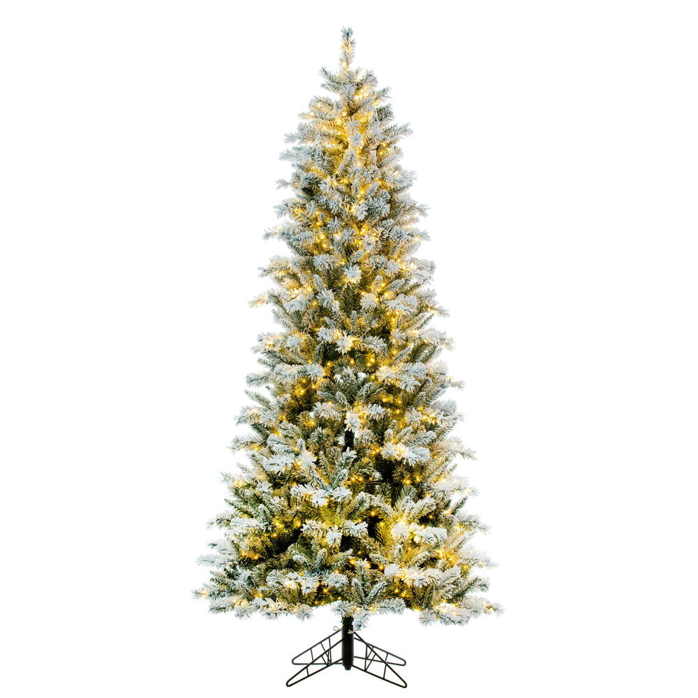 Vickerman 7.5' x 42" Frosted Glacier Pine Artificial Pre-Lit Christmas Tree with Lightly Frosted Tips