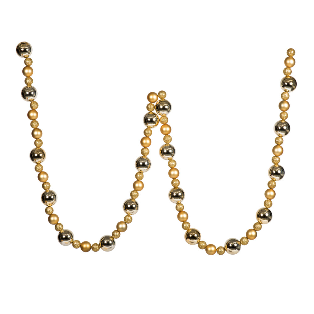 Vickerman 9' Gold Assorted Christmas Ball Ornament Garland
