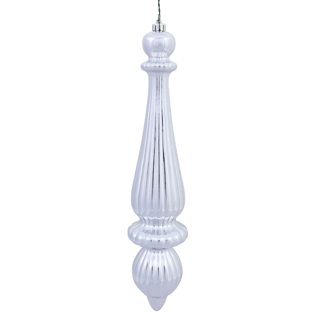 Vickerman 14" Silver Shiny Finial Drop Ornament Pack of 2