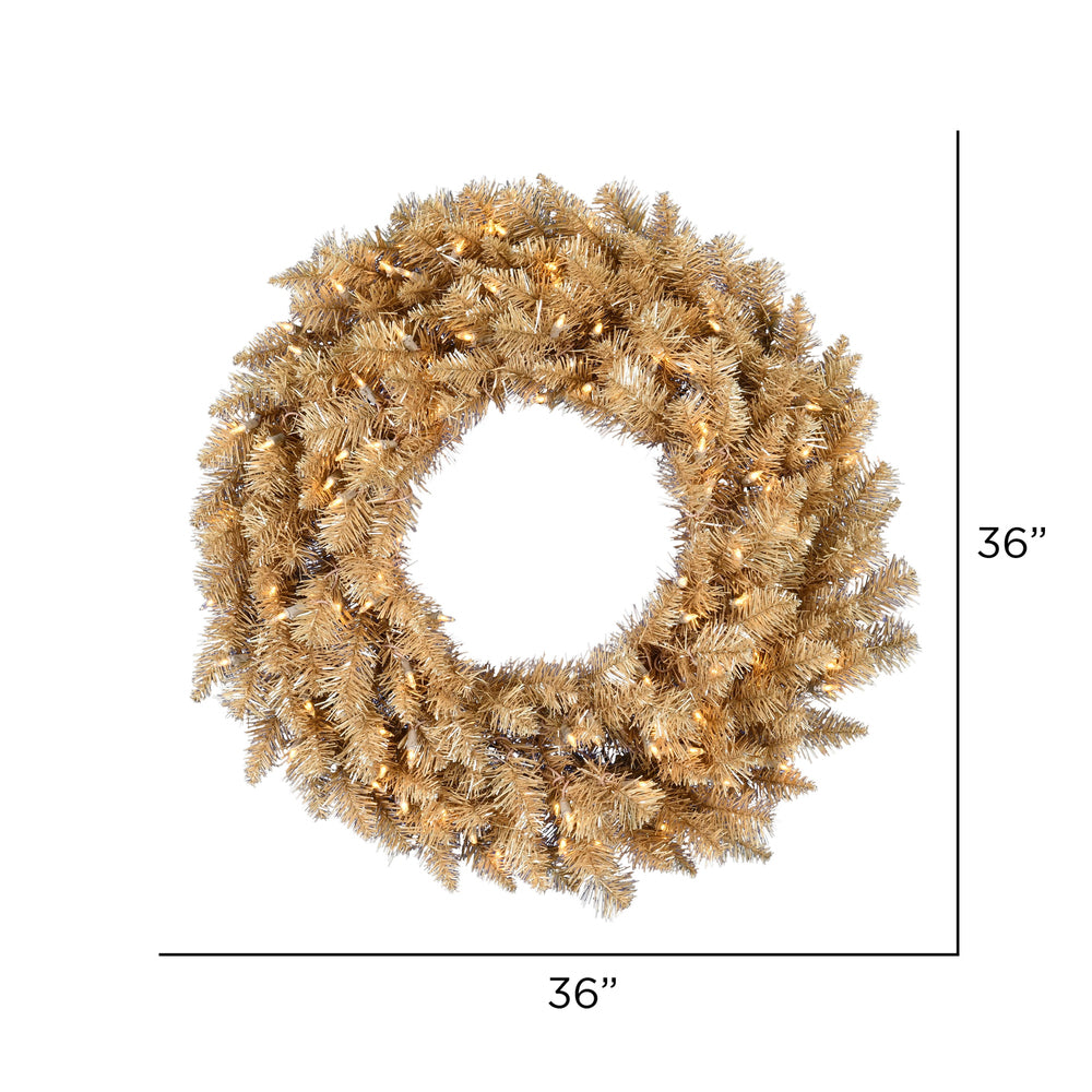 Vickerman 36" Gold Fir Artificial Christmas Wreath with Warm White Dura-lit LED Lights