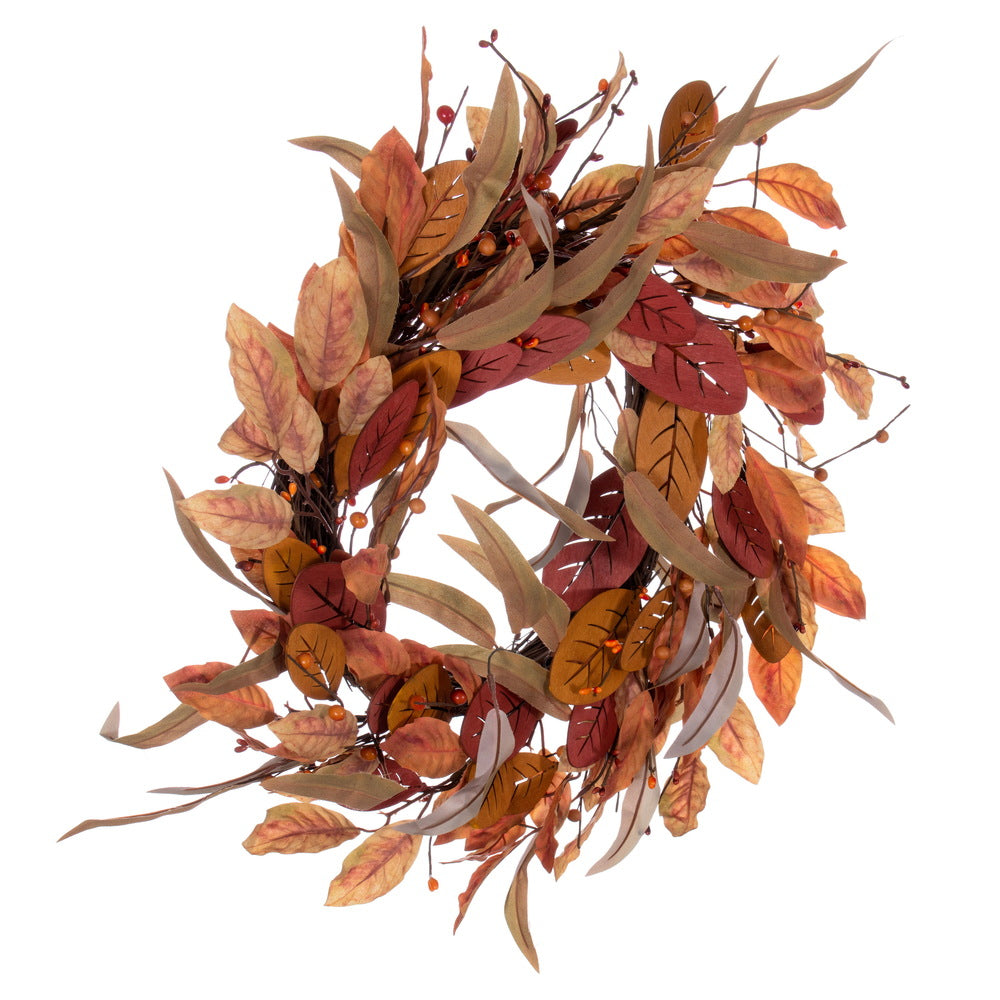 Vickerman 22" Cream Red Artificial Leaf Wreath.