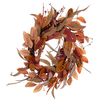 Vickerman 22" Cream Red Artificial Leaf Wreath.