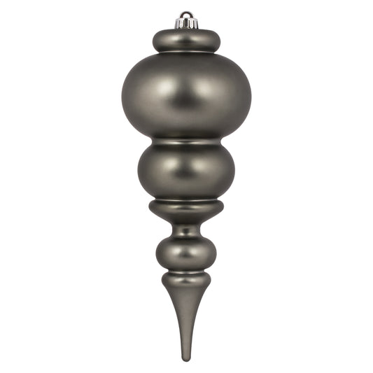Vickerman 14" Pewter Matte Finial Christmas Ornament UV Treated with Drilled and Wired Cap