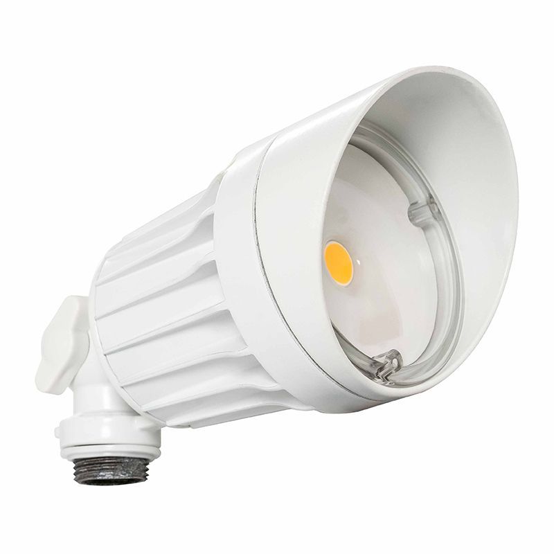 Westgate Weatherproof LED Round Flood Heads, 120V, Outdoor Lighting, 10W, 950 Lumens, 3000K, White Finish