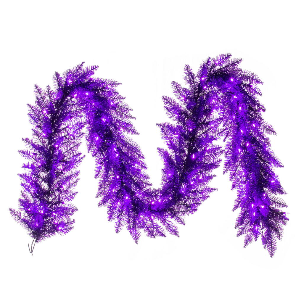 Vickerman 9' Purple Artificial Christmas Garland Purple Dura-lit Incandescent Mini Lights